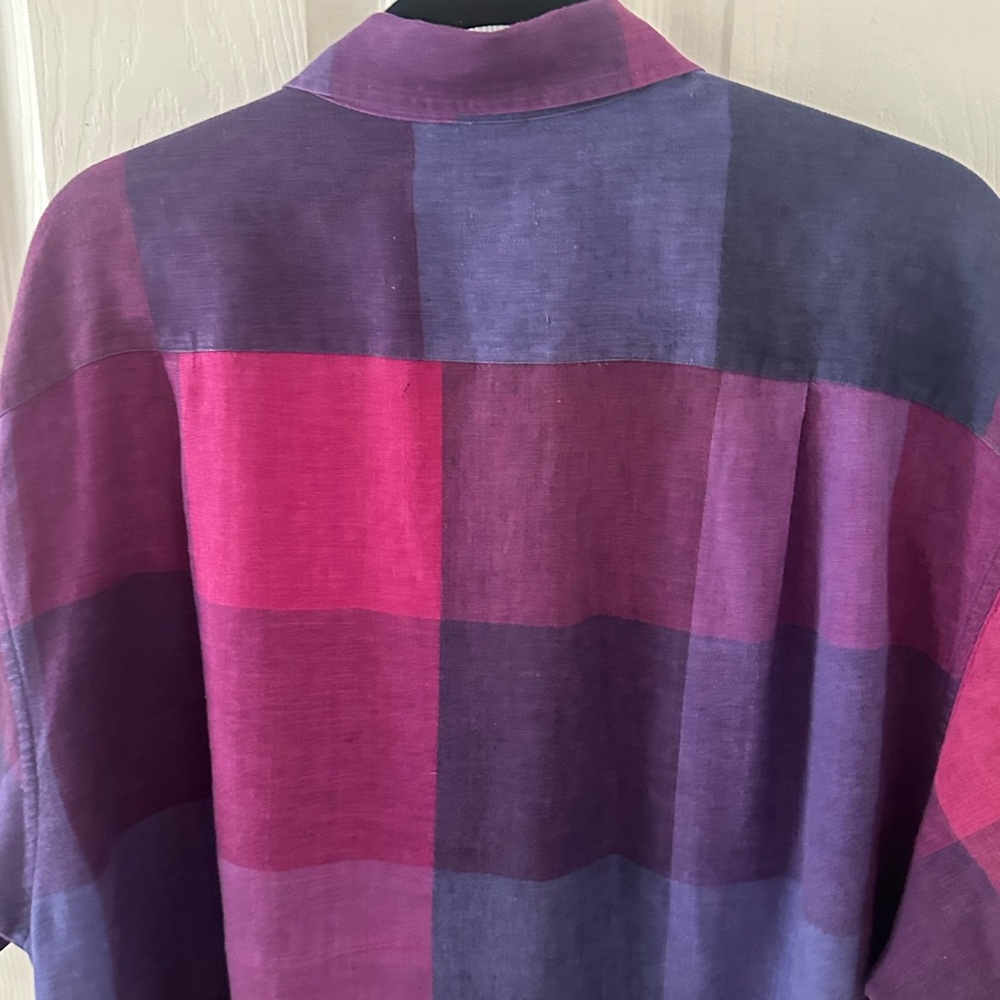 Nautica Purple Casual Button Down Shirt Color Block Design - Picture 3 of 4
